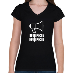 PRINTFASHION HYPER HYPER - Női V-nyakú póló - Fekete