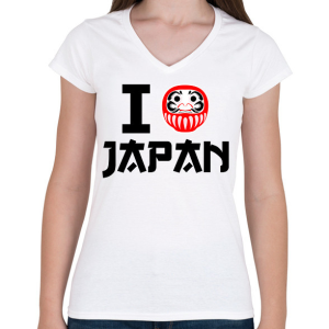PRINTFASHION I love Japan 4 - Női V-nyakú póló - Fehér
