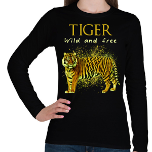 PRINTFASHION tiger wild and free - Női hosszú ujjú póló - Fekete