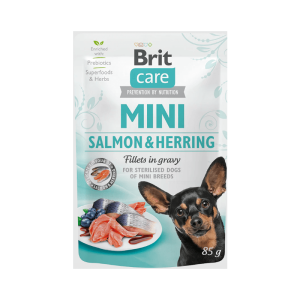 Brit Care Mini alutasak Salmon&Herring sterilised fillets in gravy 85 g