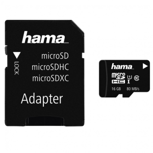 Hama 16GB microSDHC Class 10 UHS-I + adapterrel (124138)