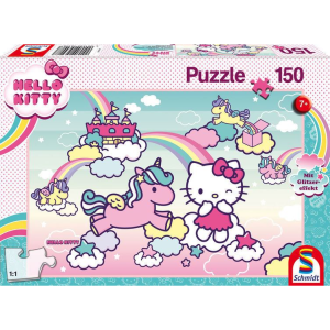 Schmidt Hello Kitty, Kitty egyszarvúja, csillogó hatással 150 db-os puzzle (56408) (SC56408) - Kirakós, Puzzle