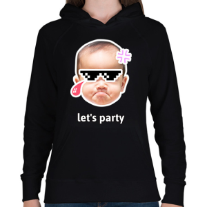 PRINTFASHION lets party - Női kapucnis pulóver - Fekete