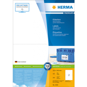Herma GmbH Herma etikett fehér, A4, 210x148mm (2)