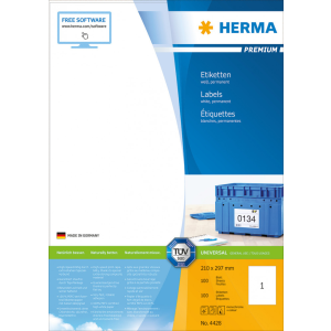Herma GmbH Herma etikett fehér, A4, 210x297mm (1)