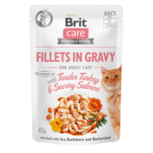 Brit Care Cat Fillets in Gravy with Tender Turkey & Savory Salmon 85 g