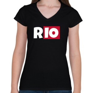 PRINTFASHION RIO - Női V-nyakú póló - Fekete