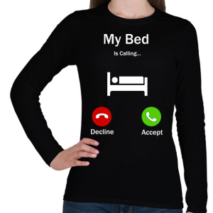 PRINTFASHION My bed - Női hosszú ujjú póló - Fekete