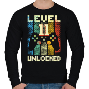 PRINTFASHION Level 11 unlocked - 11. születésnapi ajándék - Férfi pulóver - Fekete