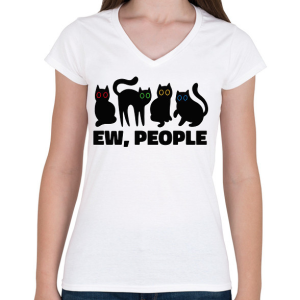 PRINTFASHION Macskák ehh people - Női V-nyakú póló - Fehér