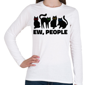 PRINTFASHION Macskák ehh people - Női hosszú ujjú póló - Fehér
