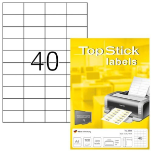TopStick Etikett címke Topstick 52.5x29.7 mm szegéllyel 100 ív 4000 db/doboz