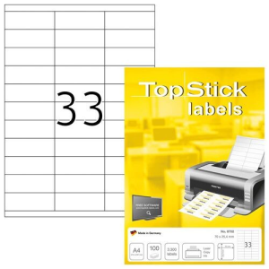 TopStick Etikett címke Topstick 70x25.4 mm szegéllyel 100 ív 3300 db/doboz