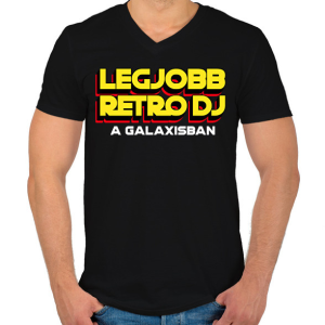 PRINTFASHION LEGJOBB RETRO DJ A GALAXISBAN - Férfi V-nyakú póló - Fekete