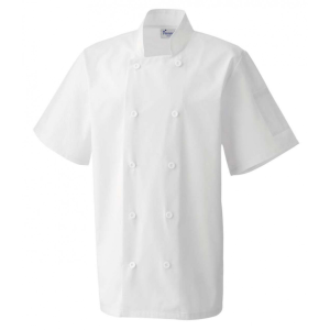 Premier Uniszex kabát Premier PR656 Short Sleeve Chef&#039;S Jacket -L, White