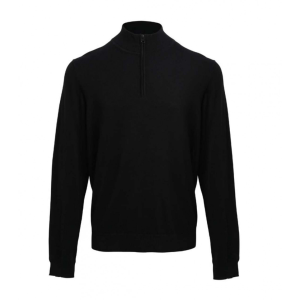 Premier Férfi Premier PR695 Men&#039;S Quarter-Zip Knitted Sweater -L, Black