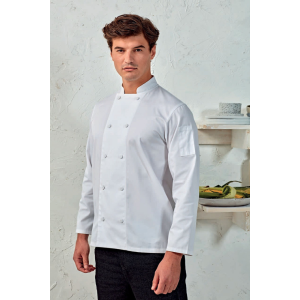 Premier Uniszex kabát Premier PR903 Chef&#039;S Long Sleeve Coolchecker Jacket With Mesh Back panel -2XL, White