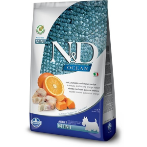  N&D Dog Grain Free Adult Mini sütőtök, tőkehal & narancs 800 g