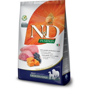  N&D Dog Grain Free Adult Medium/Maxi sütőtök, bárány & áfonya 12 kg