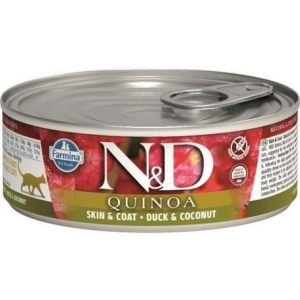  N&D Cat Quinoa Skin & Coat, Duck & Coconut - Bőr és szőrproblémákra, kacsás és kókuszos konzerv macskáknak 80 g
