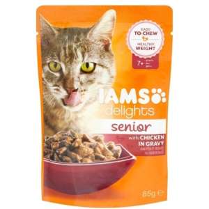  IAMS Cat Delights Senior – Csirke falatkák ízletes szószban (24 x 85 g)