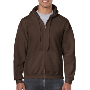 GILDAN Uniszex kapucnis pulóver Gildan GI18600 Heavy Blend Adult Full Zip Hooded Sweatshirt -M, Dark Chocolate