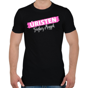 PRINTFASHION Úristen Férjhez megyek - vicces póló minta a menyasszonynak - rózsaszín-fehér - Férfi póló - Fekete