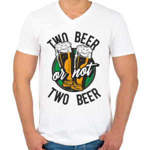 PRINTFASHION TWO beer - Férfi V-nyakú póló - Fehér