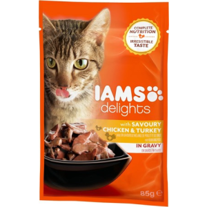 IAMS Cat Delights – Csirke- és pulykahús szószban (24 x 85 g) 2040 g