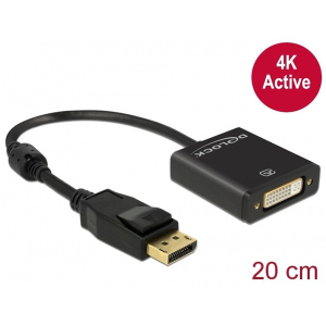 DELOCK Displayport 1.2 male &gt; DVI-D (Dual Link) (24+5) female 4K Active Adapter Black