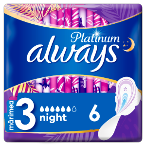 Always Platinum Night (3-Es Méret) Szárnyas Egészségügyi Betét, 6 db