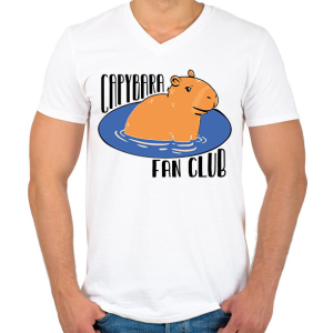PRINTFASHION Capybara fan club - Férfi V-nyakú póló - Fehér