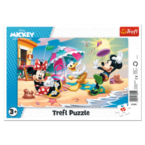 Trefl 15 db-os keretes puzzle - Mickey és barátai - Játék a tengerparton (31390)