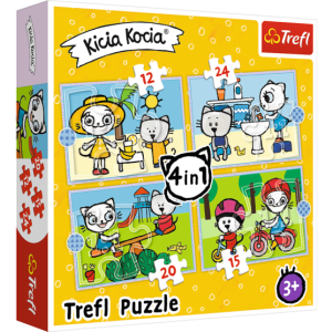 Trefl 4 az 1-ben puzzle (12,15,20,24 db-os) - Kiscicák története (34372)