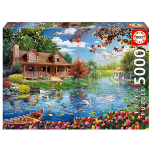 Educa 5000 db-os puzzle - Kis ház a tónál (19056)