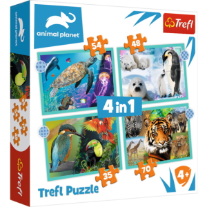 Trefl 4 az 1-ben puzzle (35,48,54,70 db-os) - Animal Planet - Az állatok titokzatos világa (34382)