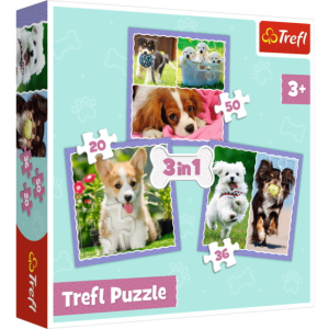 Trefl 3 az 1-ben puzzle (20,36,50 db-os) - Aranyos kutyák (34854)