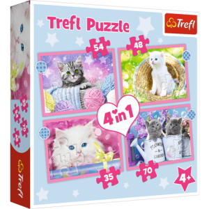 Trefl 4 az 1-ben puzzle (35,48,54,70 db-os) - Cuki cicák (34396)