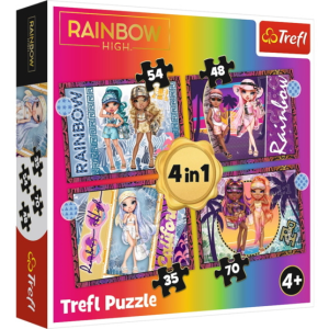 Trefl 4 az 1-ben puzzle (35,48,54,70 db-os) - Rainbow High divatbabák (34614)