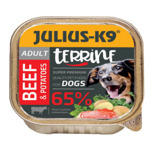 JULIUS-K9 PETFOOD JULIUS-K9 Dog Terrine Adult Beef&amp;Potatoes - nedveseledel (marha,burgonya) felnőtt kutyák részére (150g)
