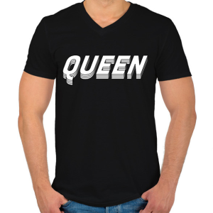 PRINTFASHION 3D queen - Férfi V-nyakú póló - Fekete