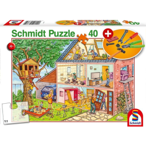 Schmidt 40 db-os puzzle játék szerszámokkal - Busy Workmen (56375)