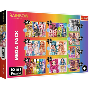 Trefl 10 az 1-ben puzzle (20,35,48 db-os) Mega Pack - Rainbow High (96000)