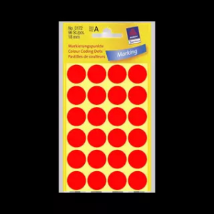 Avery zweckform 18 mm x 18 mm Papír Íves etikett címke Neon piros ( 4 ív/doboz )