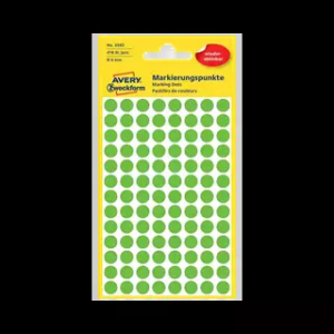 Avery zweckform 8 mm x 8 mm Papír Íves etikett címke Zöld ( 4 ív/doboz )