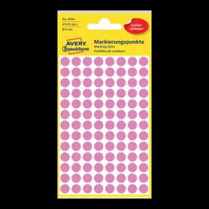 Avery zweckform 8 mm x 8 mm Papír Íves etikett címke Rózsaszín ( 4 ív/doboz )
