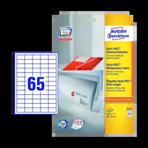 Avery zweckform 38 mm x 21.2 mm Papír Íves etikett címke Fehér ( 25 ív/doboz )