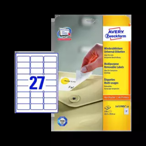Avery zweckform 63.5 mm x 29.6 mm Papír Íves etikett címke Fehér ( 10 ív/doboz )
