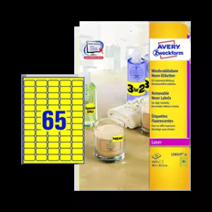 Avery zweckform 38.1 mm x 21.2 mm Papír Íves etikett címke Neon sárga ( 25 ív/doboz )