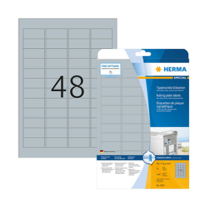 HERMA 45,7*21,2 mm-es Herma A4 íves etikett címke, ezüst színű (25 ív/doboz)